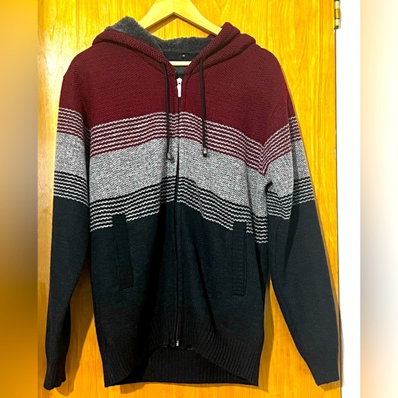 Knitted Men's Cardigan Hoodie Sweater Thick Knitted Jumper Full Zip - Picture 1 of 7